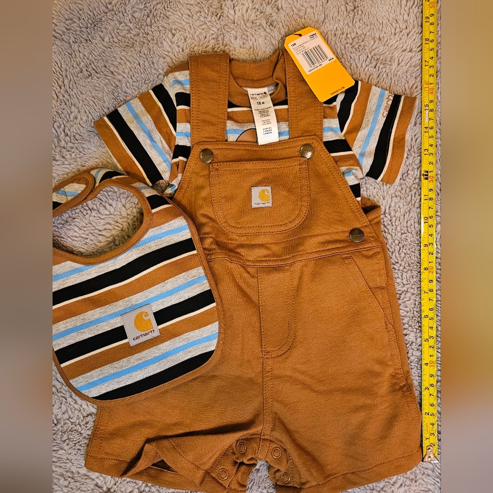 Baby Carharrt 3 piece overall set 18month 18mo tan